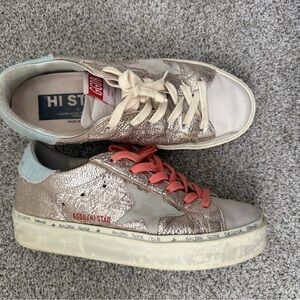 Golden Goose Hi Star Sneakers - Gold and Red